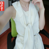 QCT2016夏季新款女装韩版甜美蝴蝶结系带大码气质宽松打底连衣裙