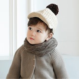 韩国儿童针织帽子男女宝宝粗毛线秋冬鸭舌毛球帽护耳潮保暖马术帽