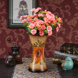 欧式田园干花陶瓷花瓶漆彩手绘复古梵高向日葵装饰家具摆件饰品