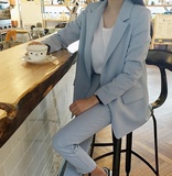 韩版2016春装新款时尚女装套装休闲小西装外套哈伦裤两件套潮