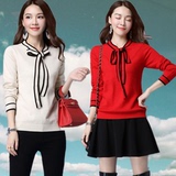 正品牌秋冬季新款韩版女装针织衫毛衣套头圆领短款长袖羊毛打底衫