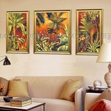 东南亚风格装饰画油画泰式画客厅卧室画热带雨林植物壁画挂画