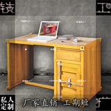 loft工业复古做旧电脑桌集装箱柜书桌个性创意工作台办工桌写字台