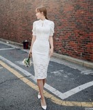 韩国直邮cherrykoko官网正品代购 时尚中袖半高领纯色连衣裙