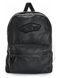 美国代购正品Vans Realm backpack 黑色镂空仿皮双肩包