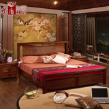 汉唐林韵卧室家具 现代中式实木床 1.5/ 1.8米简约高箱储物双人床