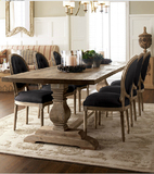 美式复古做旧餐桌椅组合 欧式餐厅简约实木桌子 法式北欧长桌家具