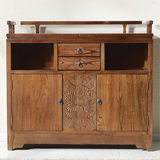 现代中式实木餐边柜茶水柜酒柜古典家具简约定制储物边柜雕花碗柜