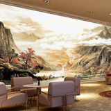 定制中式国画山水大型壁画无缝壁纸酒店大堂客厅电视沙发背景墙纸