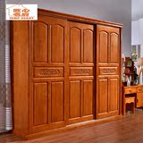 卧室家具推拉门整体衣柜橡木现代简约实木质板式三门四门移门新款