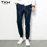 TKW秋季新款男士牛仔裤 撞白线设计小脚修身裤青年潮流男装加大码