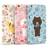 韩国代购Line Friends布朗熊苹果iphone6/6Splus花朵手机壳保护套