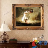 欧式人物油画卧室挂画客厅玄关过道家居装饰画客厅手绘有框画天使
