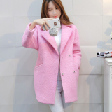 2016韩版冬装新款女装直筒加厚中长款茧型毛呢外套女羊绒呢子大衣