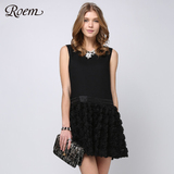 ROEM韩国罗燕时尚新品休闲无袖纯色连衣裙RCOW52281G专柜正品