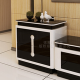 时尚黑白烤漆二斗柜 特价简约现代储物柜 钢化玻璃收纳柜 储藏柜