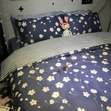 日式简约小清新全棉三四件套韩式小碎花被罩床笠床单床上用品1.8m