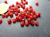清代 红宝石色老琉璃 中国红 小珠子50颗起卖.