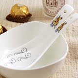 彼得兔日式家用简约骨瓷餐具调羹汤匙汤勺小勺小马戈卡通陶瓷勺子
