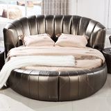 浪漫圆床 特价真皮床皮艺欧式简约2米软床婚床 2.2米圆形双人床