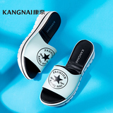 Kangnai/康奈夏季新款女鞋1261010 休闲拖鞋厚跟一字型女拖鞋凉鞋