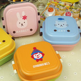 韩国儿童水果饭盒卡通动物儿童餐盒双层便当盒水果盒可微波炉