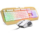 游戏键盘鼠标套装有线电脑外设七彩酷炫发光牧马人风格机?