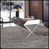 木结构时尚创意写字台书桌个性艺术电脑桌办公桌不锈钢腿书桌M764
