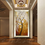 厚颜料 客厅卧室壁画玄关装饰画抽象挂画手绘立体发财树油画