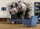 动物电视背景墙纸壁纸3D立体大型壁画无缝墙布虎犀牛狮子熊猫大象