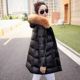 冬季新款韩版时尚潮流奢华大毛领斗篷型宽松中长款加厚羽绒服女