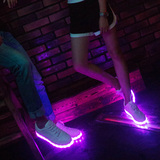夏季USB充电LED灯发光荧光夜光鞋男七彩情侣n字女带灯鬼步舞鞋子