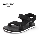 Westlink西遇女鞋2016夏季新款韩版学生平底凉鞋一字露趾鞋子女夏