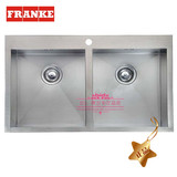 Franke弗兰卡不锈钢水槽双槽PLX620-82欧式厨房水盆手工面板水槽