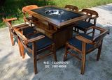 大理石火锅桌 长方形柜式火锅桌椅套件 实木椅子火锅店餐桌餐椅92