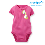 现货美国代购Carters 新生女婴儿夏天纯棉衣短袖连身体哈衣爬服