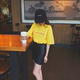 2016夏季韩版黑色高腰斜拉链皮裙修身包臀裙女半身裙不规则短裙子