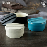 剑林创意日韩式陶瓷器餐具大碗泡面碗饭桶带盖大号学生碗方便面碗