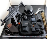 COS小反恐精英套装 MP5电动玩具枪+头盔望远镜+手枪盾牌/战术背心