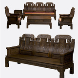 红木家具沙发非洲鸡翅木沙发中式仿古象头实木沙发客厅组合促销11