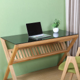 白橡木电脑桌玻璃面纯实木书桌1米1.2米家用办公桌特价日式简约