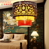 中式餐厅茶楼木艺单头小吊灯新古典实木客厅灯酒店过道圆形装饰灯