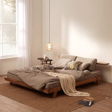 北欧实木双人床1.8米 卧室家具简约现代新中式白蜡木床日式布艺床