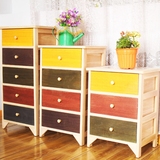床头柜实木储物柜简约现代收纳柜卧室边柜彩色抽屉式斗柜小柜子