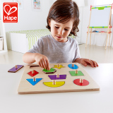 德国Hape几何大抓手拼图玩具儿童木制宝宝益智启蒙智力创意早教
