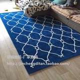 宝蓝色几何简约现代中式客厅地毯 加厚加密样板房软装设计师地毯