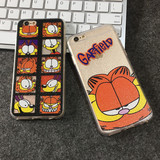 卡通加菲猫iphone6 plus手机壳苹果6S荔枝纹透明壳5/5S保护套外壳