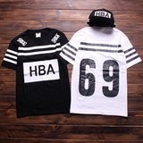 代购正品2015夏装权志龙HBA69号数字男士T恤黑色情侣嘻哈街舞短袖