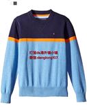 美国代购 Tommy Hilfiger 汤米男童圆领套头针织衫 拼色毛衣