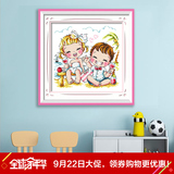 春天印花十字绣韩式动漫卡通小孩系列简单新款卧室儿童房十字绣画